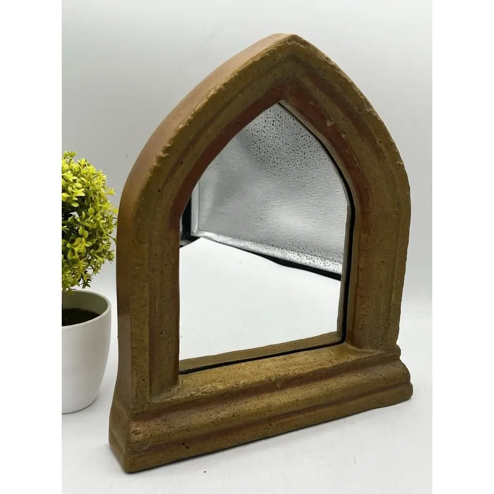 R.M. Kulicke Gothic Arch Mirror Resin Frame Signed Tabletop 10” Vintage
